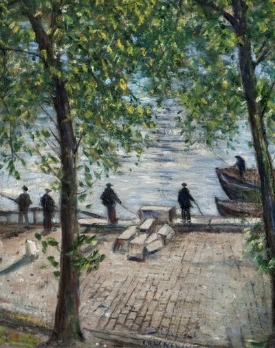 Fiskere på Seinen, 1939 af Christopher Richard Wynne Nevinson