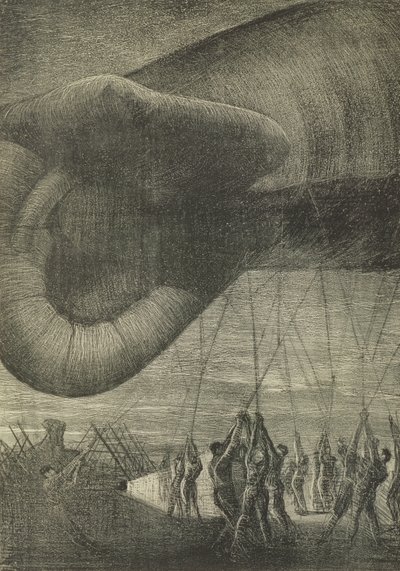 Hauling Down an Observation Balloon at Night, 1918 af Christopher Richard Wynne Nevinson