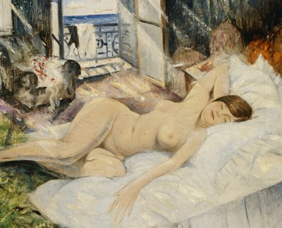 Nøgen på en seng, Sydfrankrig, af Christopher Richard Wynne Nevinson