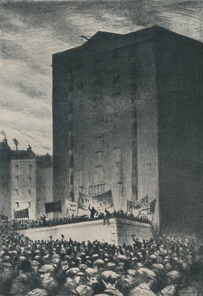 Jernbanestrejken - Møde på Tower Hill, 1919, 1920 af Christopher Richard Wynne Nevinson