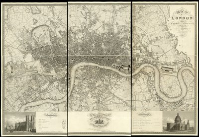 Kort over London, fra en faktisk opmåling foretaget i 1824 af Christopher and John (fl.1821 40) Greenwood
