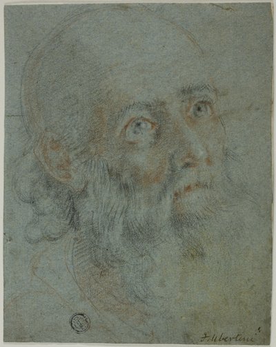 Leder af en skægget mand, ser op til højre: Studie for Saint Catherine of Alexandria, der disputerer med de hedenske præster af Cigoli