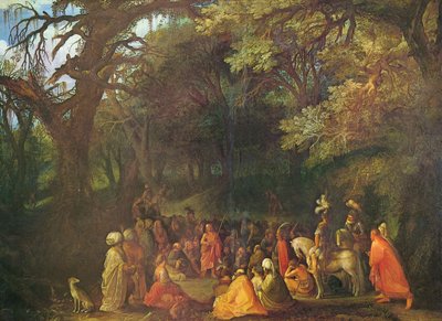 Tysk: Die Predigt Johannes des Täufers Johannes Døberens prædiken af Circle of Adam Elsheimer