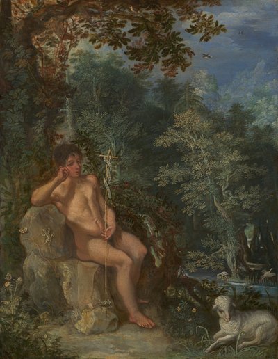 Johannes Døberen i ørkenen af Circle of Adam Elsheimer