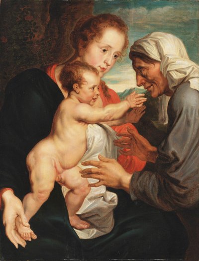 Jomfruen og barnet med Sankt Anna af Circle of Anthony van Dyck