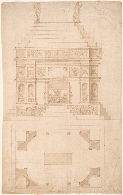 An Imperial Tomb: Højde og grundplan af Circle of Antonio da Sangallo