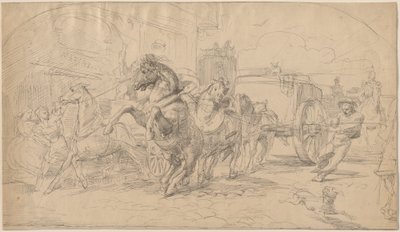 Den løbske Vogn af Circle of Eugène Delacroix