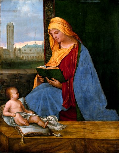 Jomfruen og barnet med udsigt over Venedig (Tallard-madonnaen) af circle of Giorgione