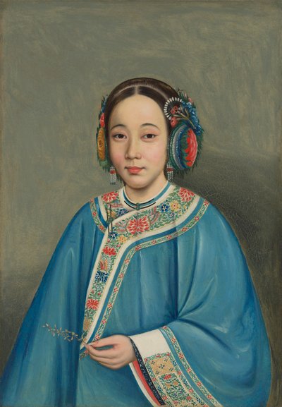 Portræt af en kvinde af Circle of Guan Qiaochang Lam Qua