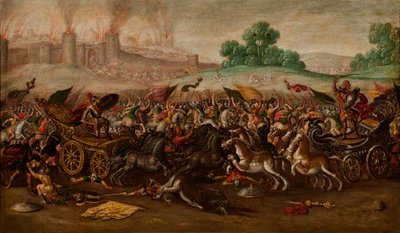 The Burning of Jerusalem af Nebukadnezzars hær af Circle of Juan de la Corte