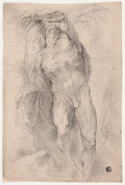 Nøgen mand bundet til træ af Circle of Peter Paul Rubens