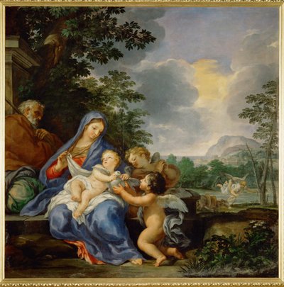 Hvil under flyveturen til Egypten (maleri på lærred) af Ciro Ferri