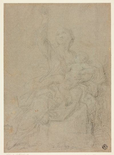 Siddende Madonna med barn af Ciro Ferri