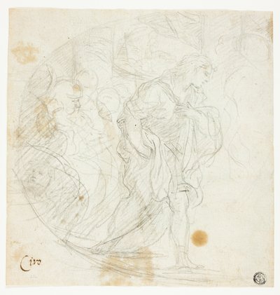 Uidentificeret bibelsk scene (recto); skitser (verso) af Ciro Ferri