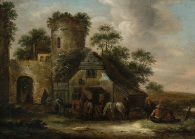 Figurer uden for en kro ved bymuren om sommeren af Claes (1630 76) Molenaer