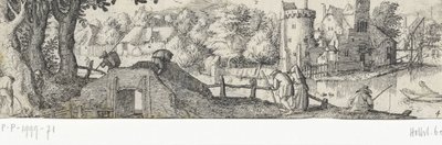 Udsigt over et slot Professioner og ansigter i og omkring Amsterdam (serietitel) af Claes Jansz. Visscher (II) (attributed to)
