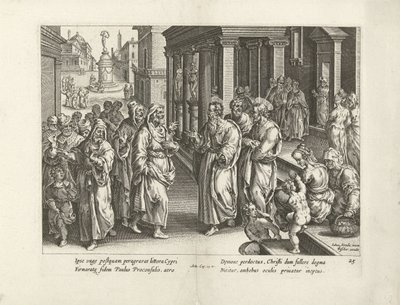 Paul skændes med troldmanden Elymas Apostlenes Gerninger (serietitel) Acta Apostolorum (serietitel) af Claes Jansz. Visscher (II) (workshop of)