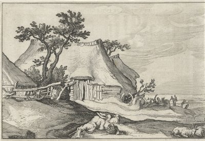 Gård og hyrde med får og ged Landskaber med gårde (serietitel) af Claes Jansz. Visscher (II)
