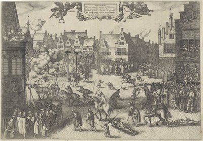 Henrettelse af krudtforrædernes sammensvorne, 1606 Supplicium de octo coniuratis sumtum i Britannia (titel på objekt) af Claes Jansz. Visscher (II)