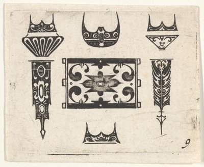 Sorttryk med ni motiver, ca. 1620. af Claes Jansz Visscher
