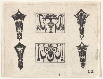 Sorttryk med to vandrette paneler og fire rammer, ca. 1620. af Claes Jansz Visscher