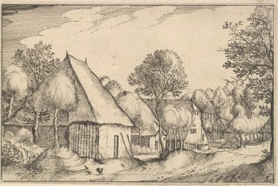 Gårdsplads, plade 5 fra Regiunculae et Villae aliquot Ducatus Brabantiae, ca. 1610 af Claes Jansz Visscher