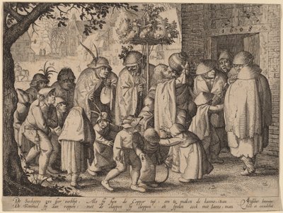 Procession af festlige spedalske af Claes Jansz Visscher