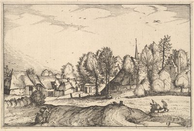 Vej ind i en landsby, plade 19 fra regioner og villaer i hertugdømmet Brabant, ca. 1610 af Claes Jansz Visscher