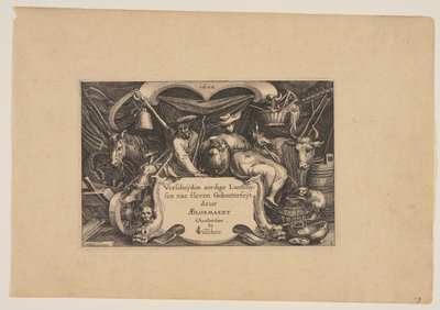 Titelblad, fra Landskaber (Verscheyden aerdige Lanthuysen...) af Claes Jansz. Visscher