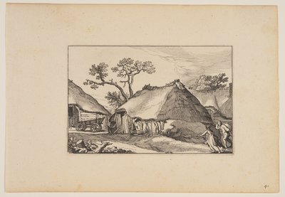 To lader, vogn til venstre, fra Landskaber (Verscheyden aerdige Lanthuysen...) af Claes Jansz. Visscher