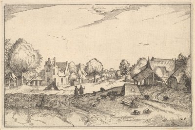 Village Road, plade 20 fra hertugdømmet Brabant, ca. 1610 af Claes Jansz Visscher