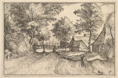Village Road, plade 4 fra hertugdømmet Brabant, ca. 1610 af Claes Jansz Visscher
