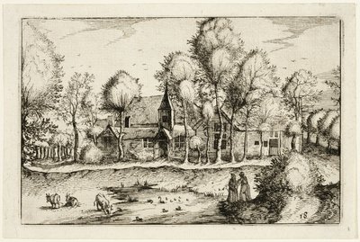 En dam, plade atten efter Billeder af gårde, landhuse og rustikke landsbyer (Praediorum villarum et rusticarum casularum icones) af Claes Jansz. Visscher II