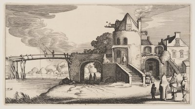 Bro med betalingshus, fra Landskaber (Playsante Lantschappen) af Claes Jansz. Visscher II