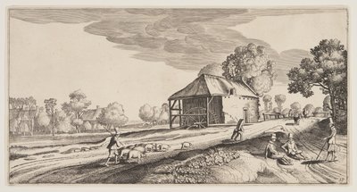 Korsvej nær en vandmølle, fra Landskaber (Playsante Lantschappen) af Claes Jansz. Visscher II