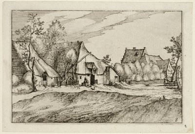 Gårde i en landsby, planche otte efter billeder af gårde, landhuse og rustikke landsbyer (Praediorum villarum et rusticarum casularum icones) af Claes Jansz. Visscher II