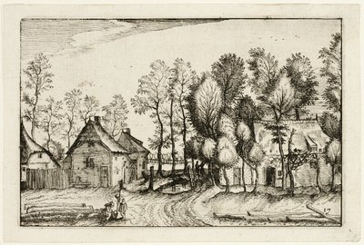 Landskab med huggede træer, plade sytten efter Billeder af gårde, landhuse og rustikke landsbyer (Praediorum villarum et rusticarum casularum icones) af Claes Jansz. Visscher II