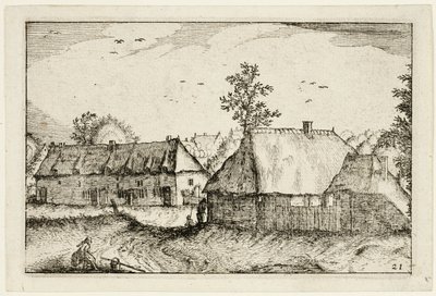 Store skure, plade 21 efter Billeder af gårde, landhuse og rustikke landsbyer (Praediorum villarum et rusticarum casularum icones) af Claes Jansz. Visscher II