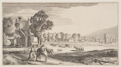 Veje langs en græsmark, fra Landskaber (Playsante Lantschappen) af Claes Jansz. Visscher II
