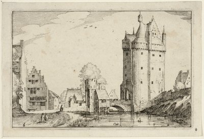 Byport, planche to efter Billeder af gårde, landhuse og rustikke landsbyer (Praediorum villarum et rusticarum casularum icones) af Claes Jansz. Visscher II