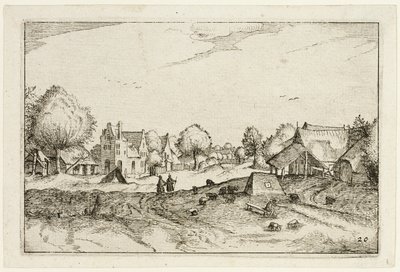 Village Road, plade tyve efter Billeder af gårde, landhuse og rustikke landsbyer (Praediorum villarum et rusticarum casularum icones) af Claes Jansz. Visscher II