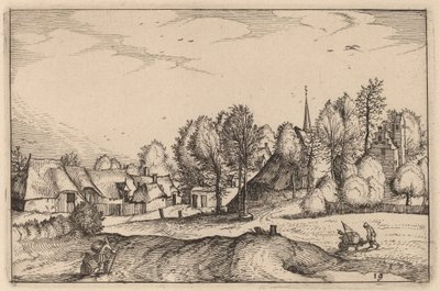 Vej ind i en landsby af Claes Jansz Visscher after Johannes van Doetechum, the Elder after Lucas