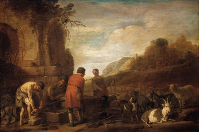 Jakobs og Rakels møde (1. Mosebog 29:10) af Claes Moeyaert