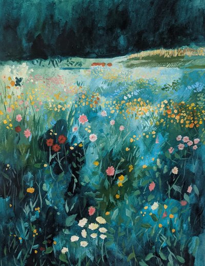 Farverig eng med vilde blomster af Claire Whitehead