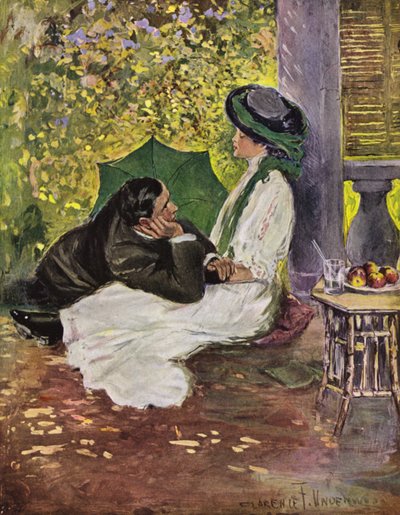Kærlighedens unge drøm (farve litho) af Clarence F. Underwood