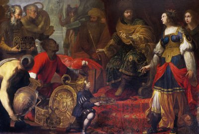 Kong Salomon og Dronningen af Saba (olie på lærred) af Claude (attr. to) Vignon