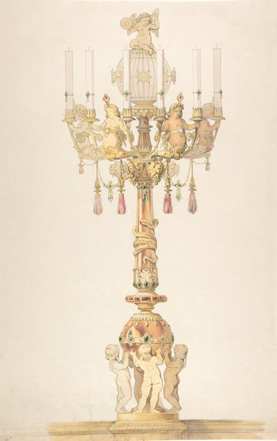 Design til en kandelaber, 1810-38. af Claude Aimé Chenavard