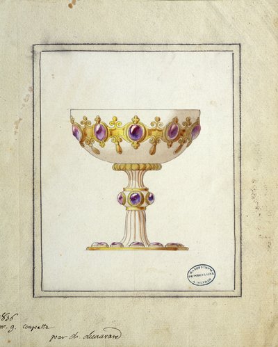 Dekoration til champagnekop, akvareltegning, Claude-Aymé Chenavard af Claude Amie Chenavard