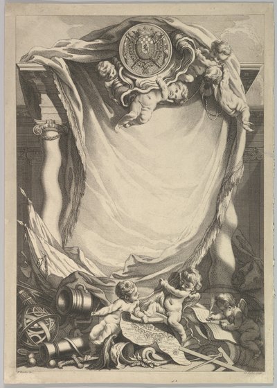 Ramme til en dedikationsplade, 1700-tallet. af Claude Augustin Duflos