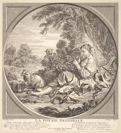 Pastoral Poesi, ca. 1742. af Claude Augustin Duflos